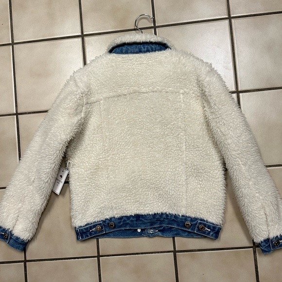 NWT Forever 21 Girls Denim Trim Sherpa Jacket - Picture 3 of 4